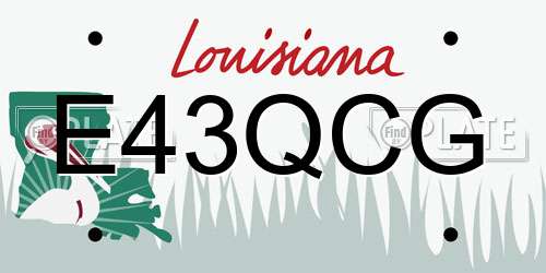 E43QCG Louisiana License Plate