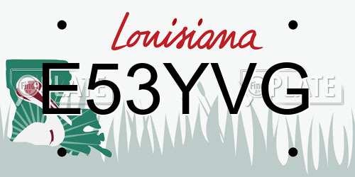 E53YVG Louisiana License Plate