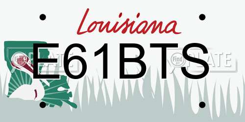 E61BTS Louisiana License Plate