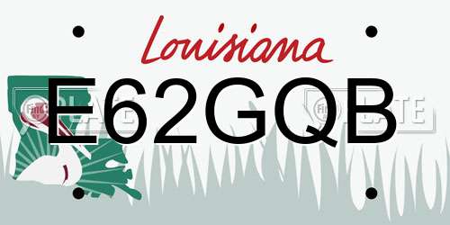 E62GQB Louisiana License Plate