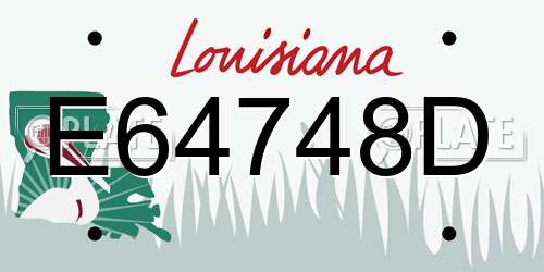 E64748D Louisiana License Plate