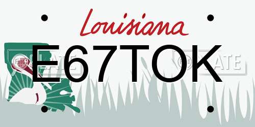 E67TOK Louisiana License Plate