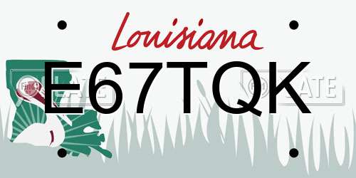 E67TQK Louisiana License Plate