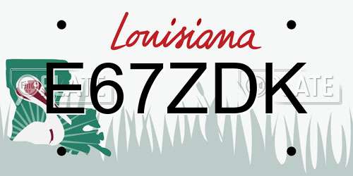 E67ZDK Louisiana License Plate