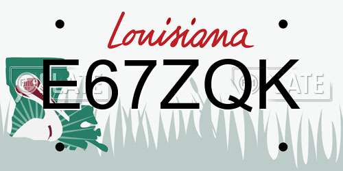 E67ZQK Louisiana License Plate