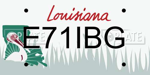 E71IBG Louisiana License Plate