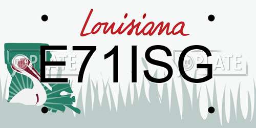 E71ISG Louisiana License Plate