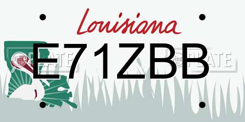 E71ZBB Louisiana License Plate