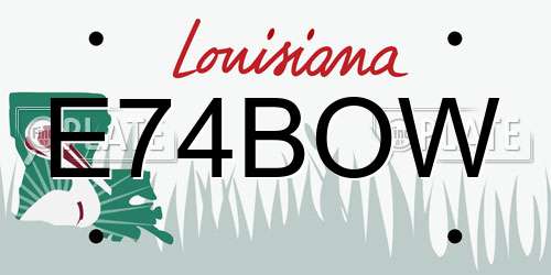 E74BOW Louisiana License Plate