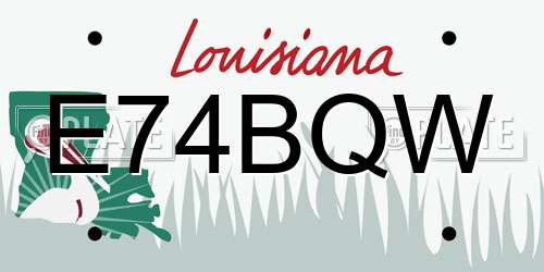 E74BQW Louisiana License Plate