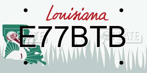 E77BTB Louisiana License Plate