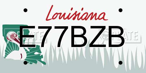 E77BZB Louisiana License Plate