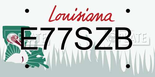 E77SZB Louisiana License Plate
