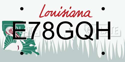 E78GQH Louisiana License Plate