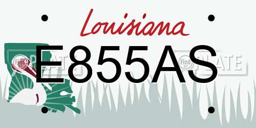 E855AS Louisiana License Plate