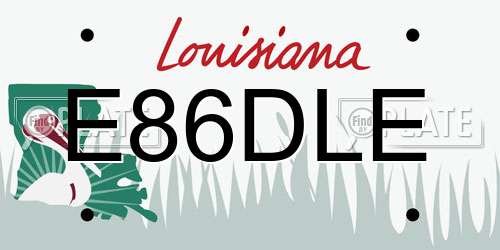 E86DLE Louisiana License Plate
