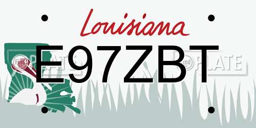 E97ZBT Louisiana License Plate