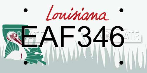 EAF346 Louisiana License Plate