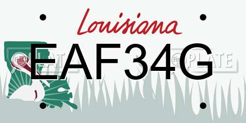 EAF34G Louisiana License Plate