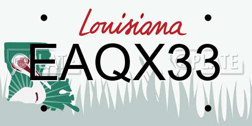 EAQX33 Louisiana License Plate