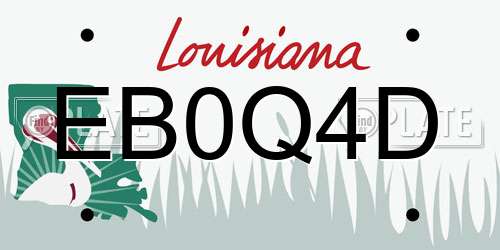 EB0Q4D Louisiana License Plate