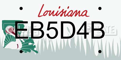 EB5D4B Louisiana License Plate