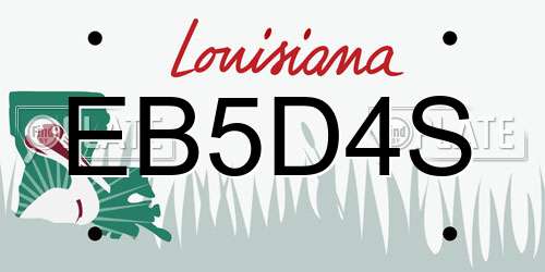 EB5D4S Louisiana License Plate