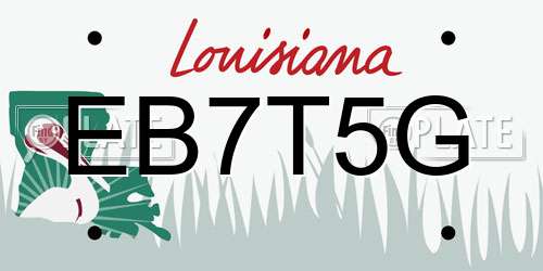 EB7T5G Louisiana License Plate