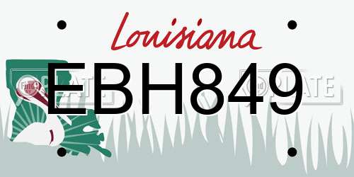 EBH849 Louisiana License Plate