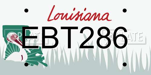 EBT286 Louisiana License Plate