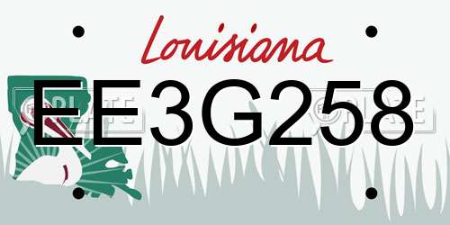 EE3G258 Louisiana License Plate