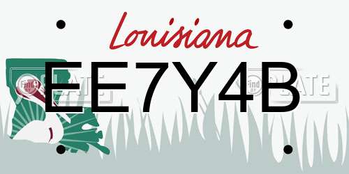 EE7Y4B Louisiana License Plate