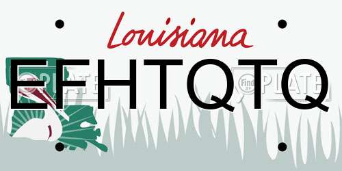 EFHTQTQ Louisiana License Plate