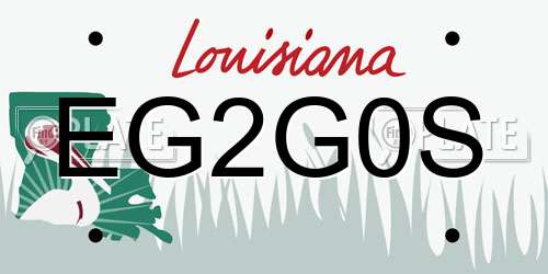 EG2G0S Louisiana License Plate