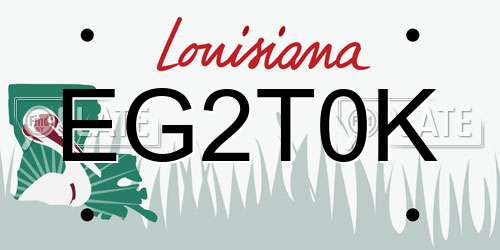 EG2T0K Louisiana License Plate