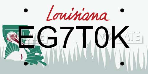 EG7T0K Louisiana License Plate