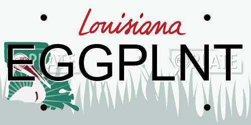 EGGPLNT Louisiana License Plate