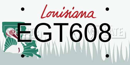 EGT608 Louisiana License Plate