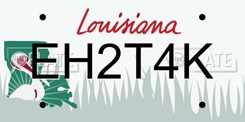 EH2T4K Louisiana License Plate