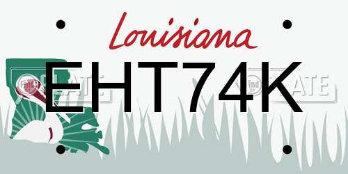 EHT74K Louisiana License Plate