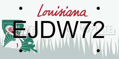 EJDW72 Louisiana License Plate