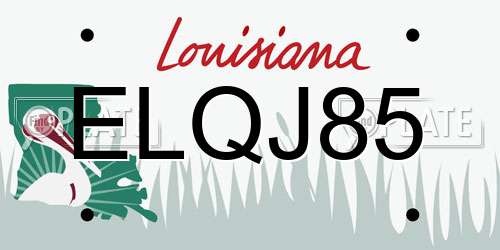 ELQJ85 Louisiana License Plate