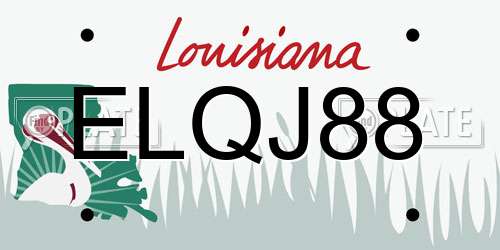 ELQJ88 Louisiana License Plate