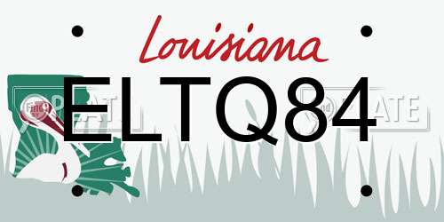 ELTQ84 Louisiana License Plate
