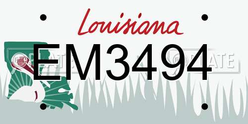 EM3494 Louisiana License Plate