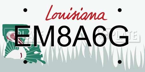 EM8A6G Louisiana License Plate