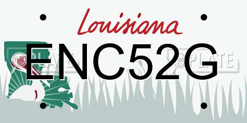 ENC52G Louisiana License Plate