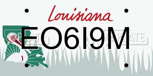 EO6I9M Louisiana License Plate