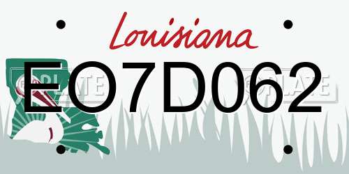 EO7D062 Louisiana License Plate