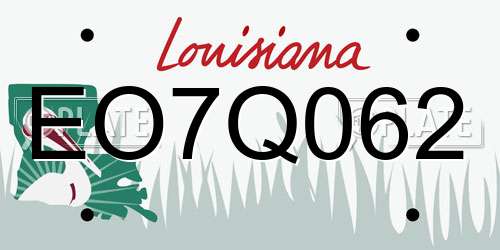 EO7Q062 Louisiana License Plate